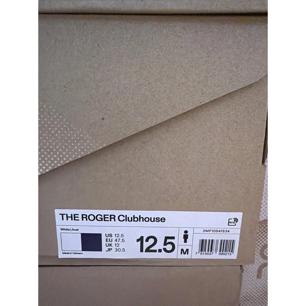 On Men's THE ROGER Clubhouse Shoes White Acai Size 12.5 New in Box